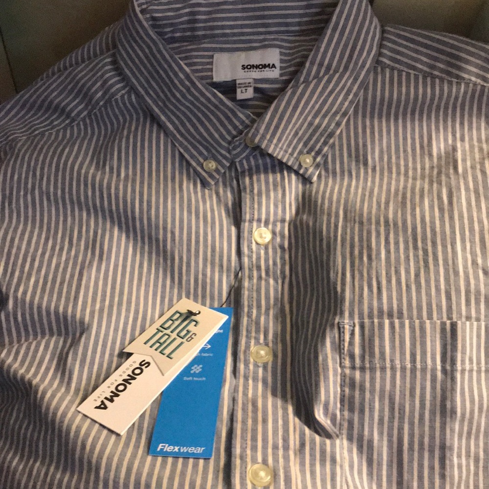 NWT sz lt blue/white stripe long sleeve shirt by Sonoma